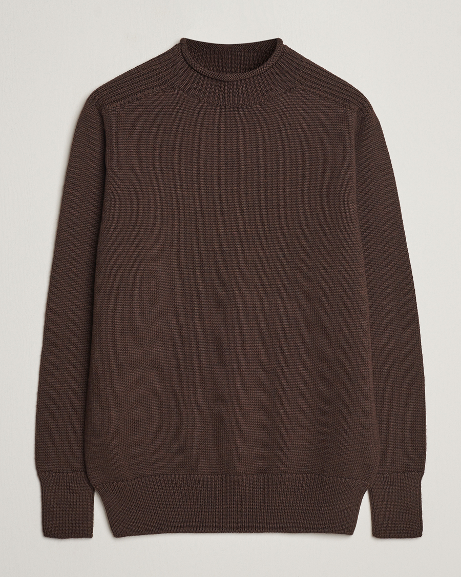 Uomini | Maglieria | Sunspel | Fisherman Merino Jumper Coffee