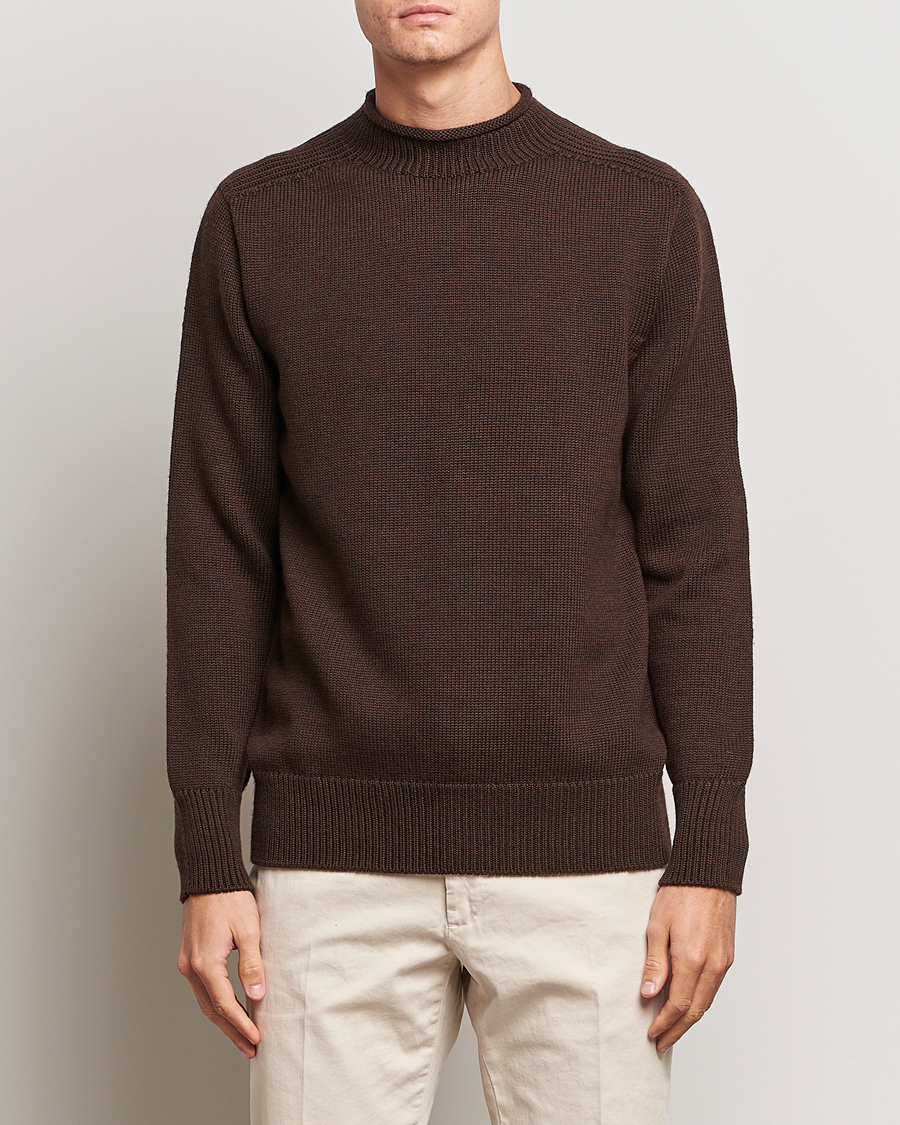 Uomini | Maglieria | Sunspel | Fisherman Merino Jumper Coffee