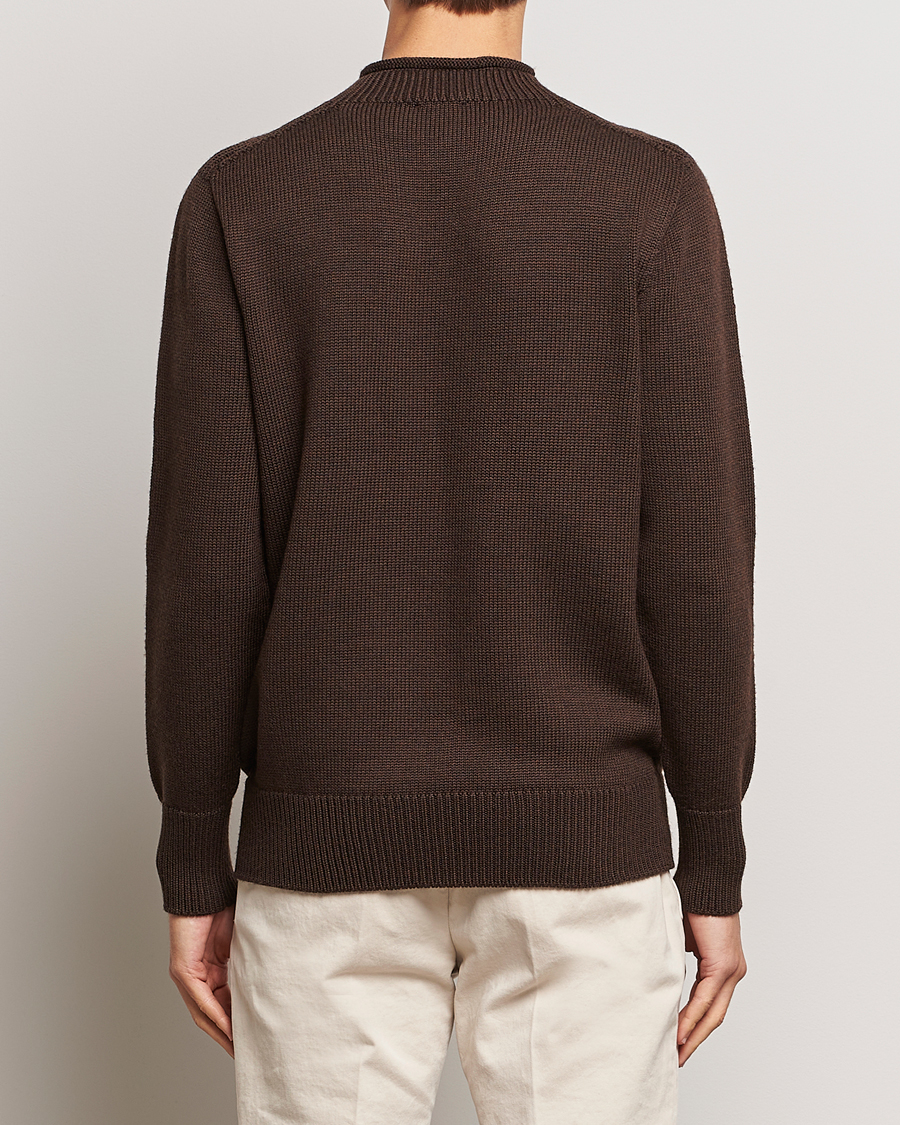 Uomini | Maglieria | Sunspel | Fisherman Merino Jumper Coffee