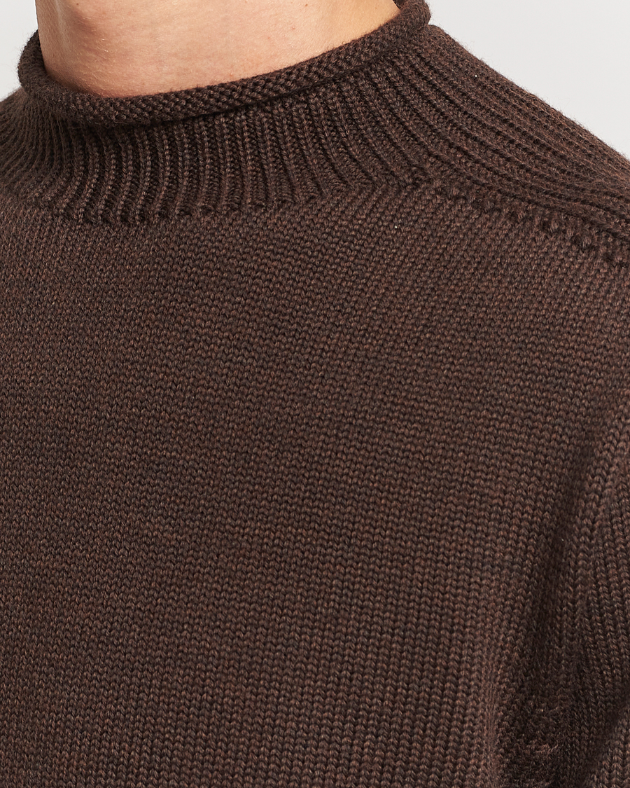 Uomini | Maglieria | Sunspel | Fisherman Merino Jumper Coffee