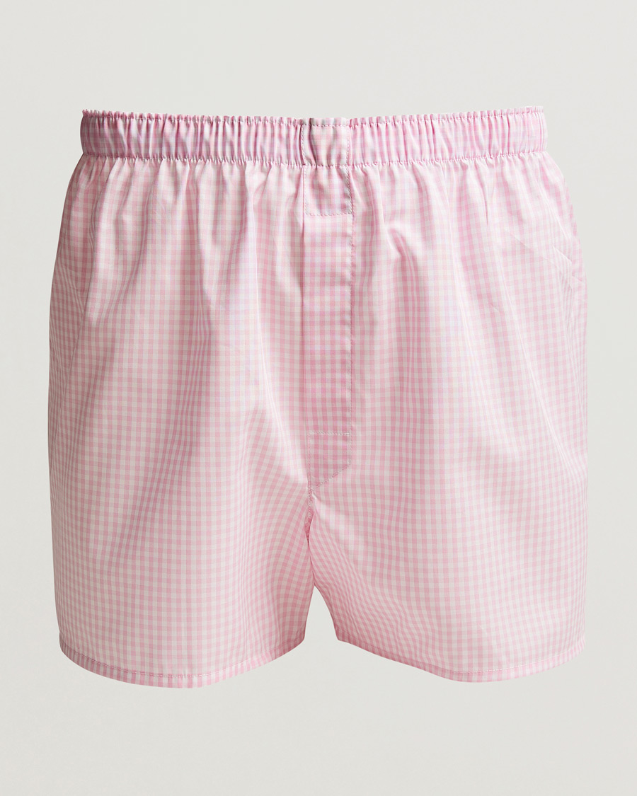 Uomini | Biancheria intima | Sunspel | Cotton Gingham Boxer Pink