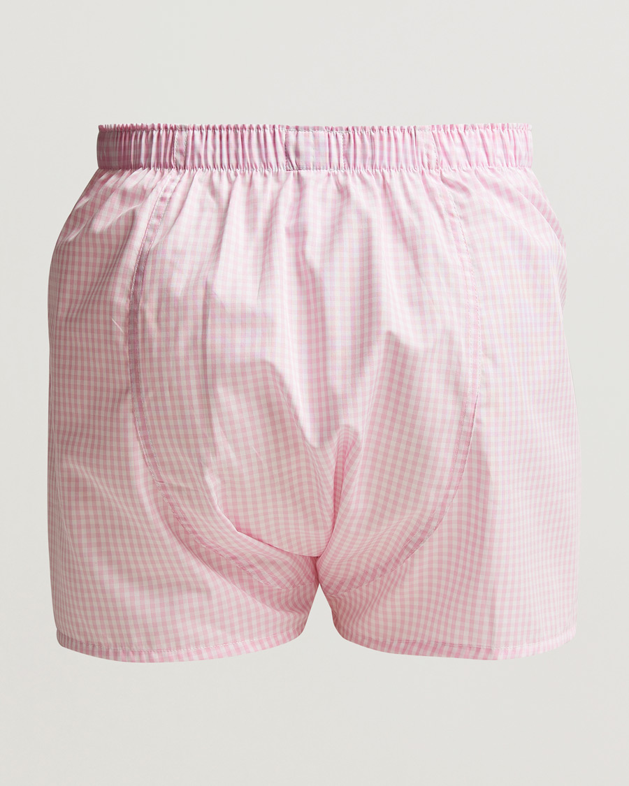 Uomini | Biancheria intima | Sunspel | Cotton Gingham Boxer Pink