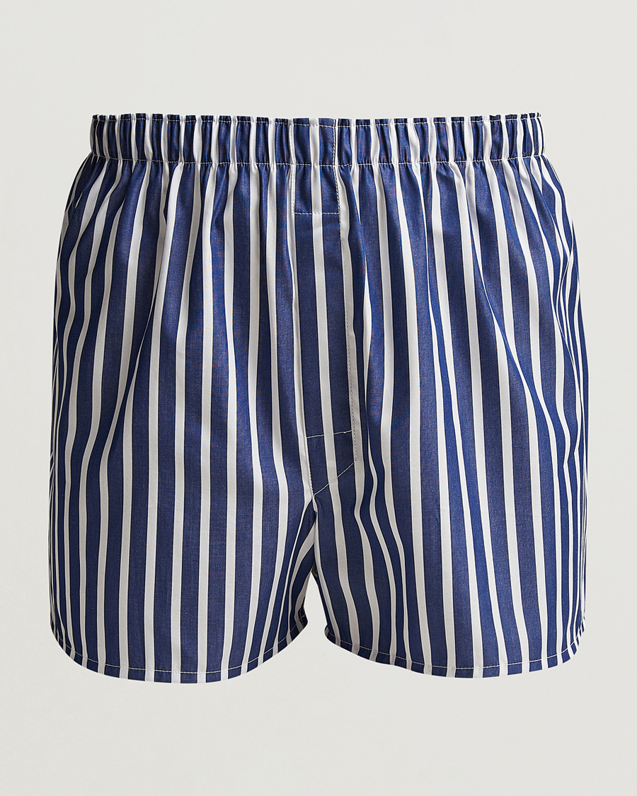 Uomini | Biancheria intima | Sunspel | Cotton Gingham Boxer White/Navy