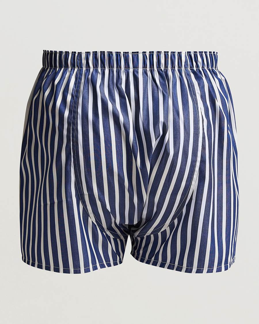 Uomini | Biancheria intima | Sunspel | Cotton Gingham Boxer White/Navy