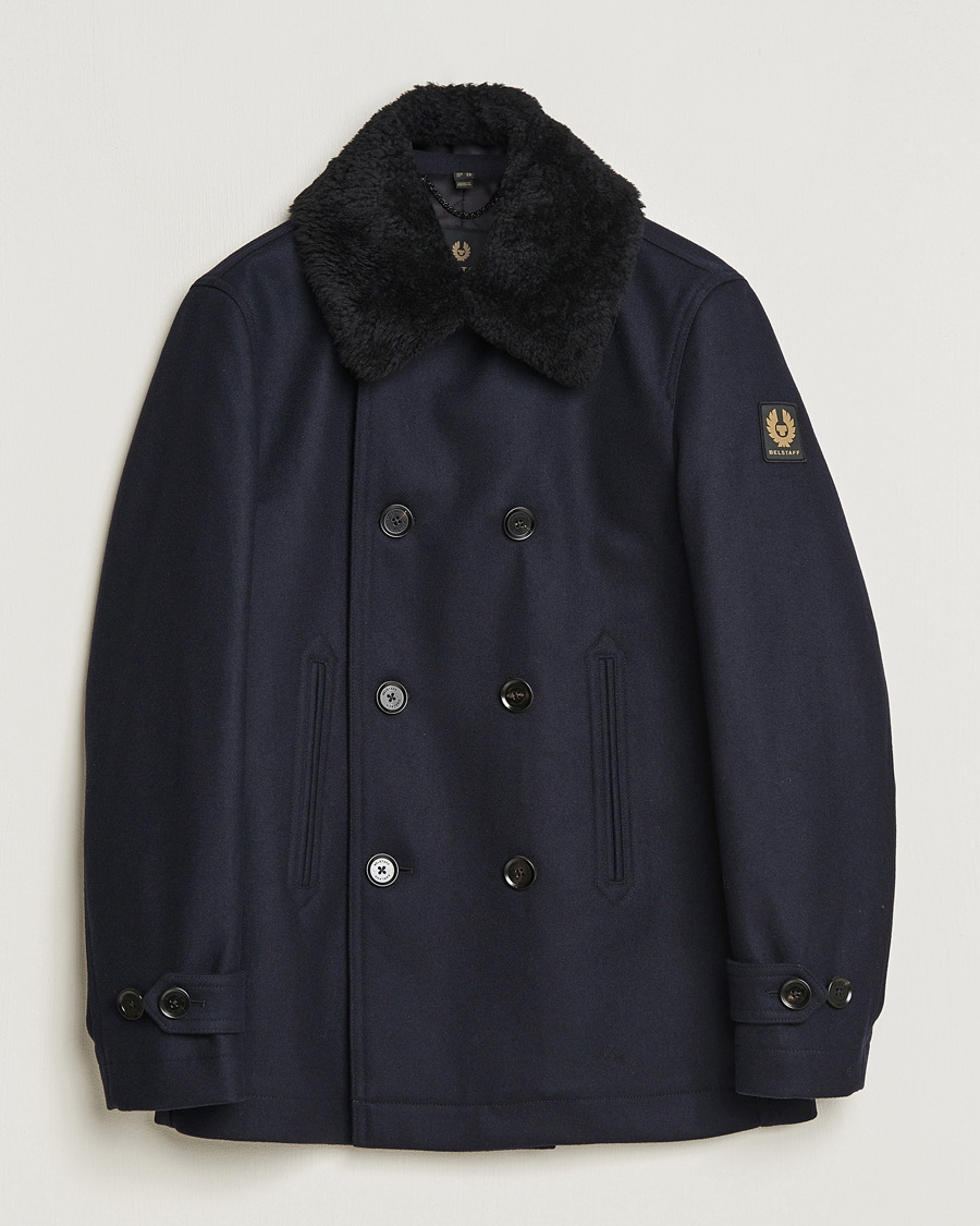 Uomini | Giacche | Belstaff | Ashridge Sherling Wool Peacoat Dark Ink