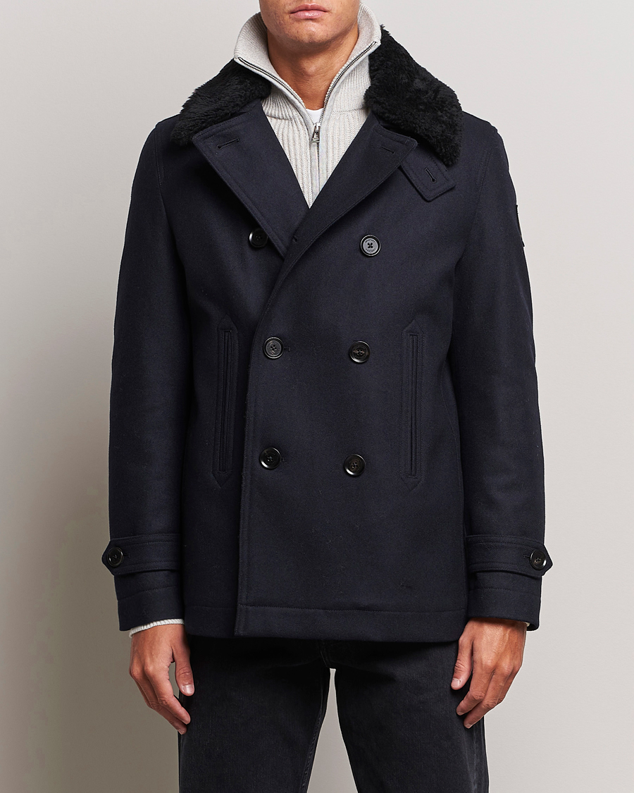 Uomini | Giacche | Belstaff | Ashridge Sherling Wool Peacoat Dark Ink