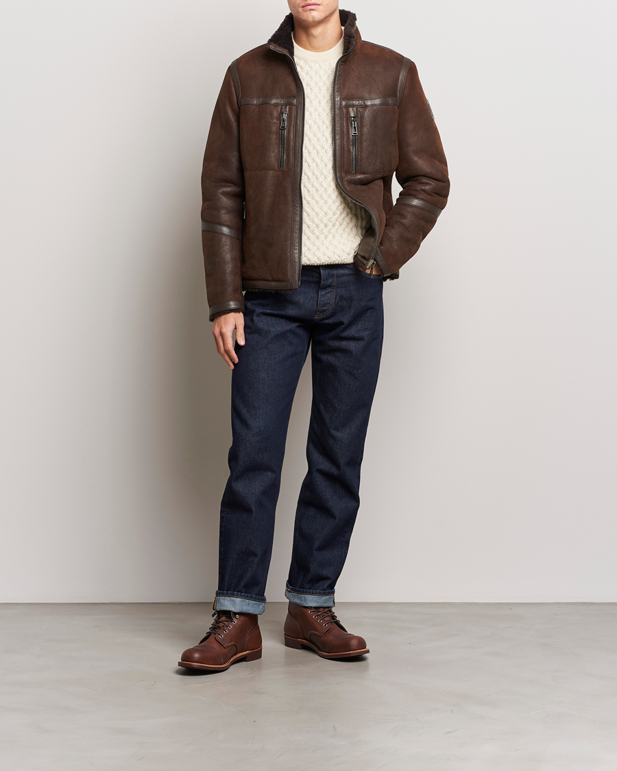 Uomini | Giacche | Belstaff | Tundra Sherling Leather Jacket Earth Brown