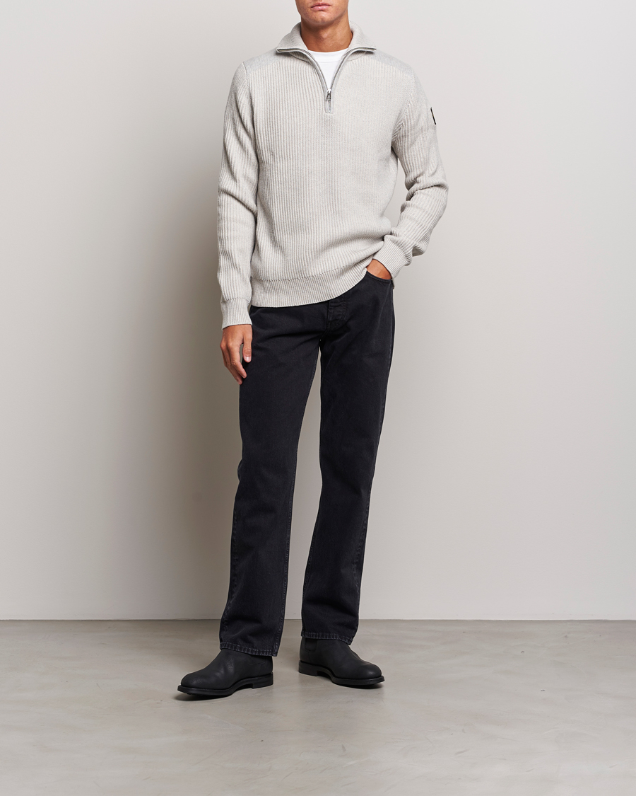 Uomini | Maglieria | Belstaff | Stanley Quarter Zip Jumper Old Silver