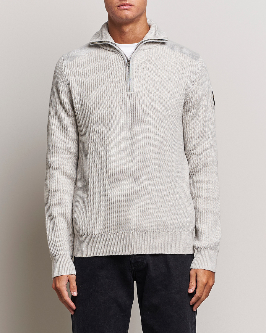 Uomini | Maglieria | Belstaff | Stanley Quarter Zip Jumper Old Silver