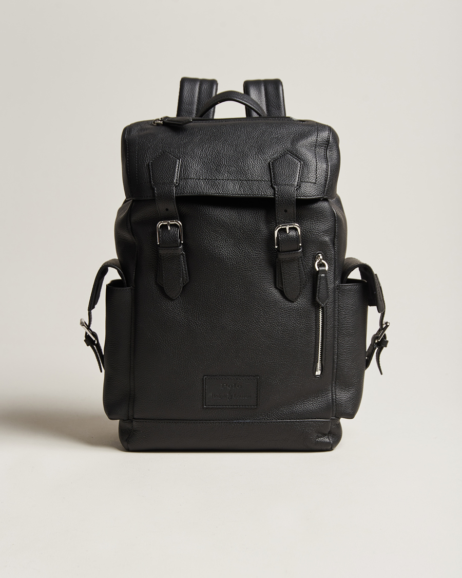 Uomini | Polo Ralph Lauren Flap Leather Backpack Black | Polo Ralph Lauren | Flap Leather Backpack Black