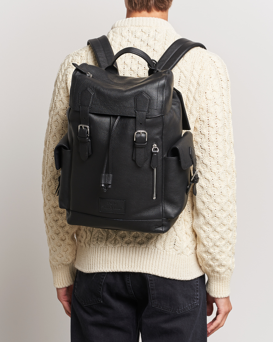 Uomini | Polo Ralph Lauren Flap Leather Backpack Black | Polo Ralph Lauren | Flap Leather Backpack Black