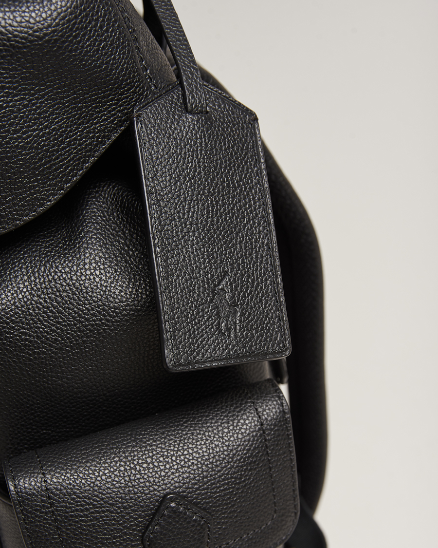 Uomini | Polo Ralph Lauren Flap Leather Backpack Black | Polo Ralph Lauren | Flap Leather Backpack Black
