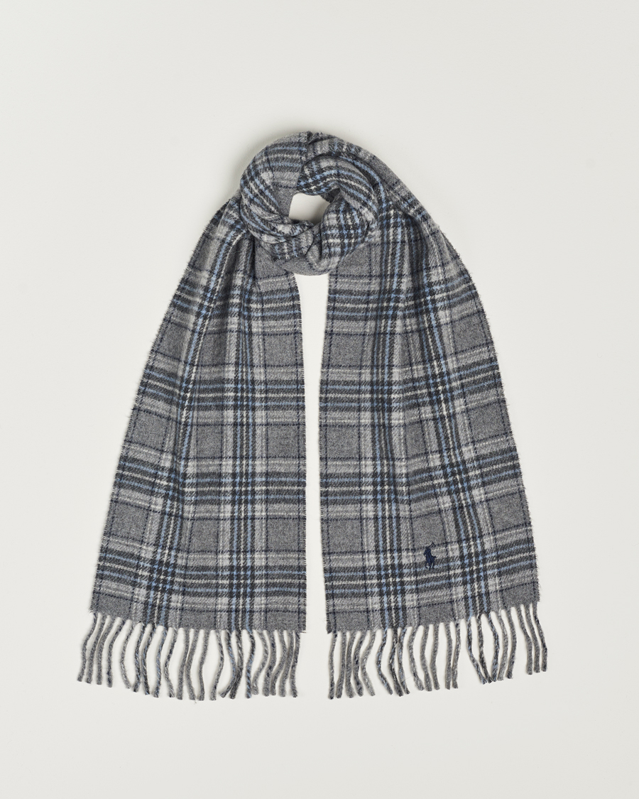 Uomini | Polo Ralph Lauren Wool Checked Scarf Grey | Polo Ralph Lauren | Wool Checked Scarf Grey