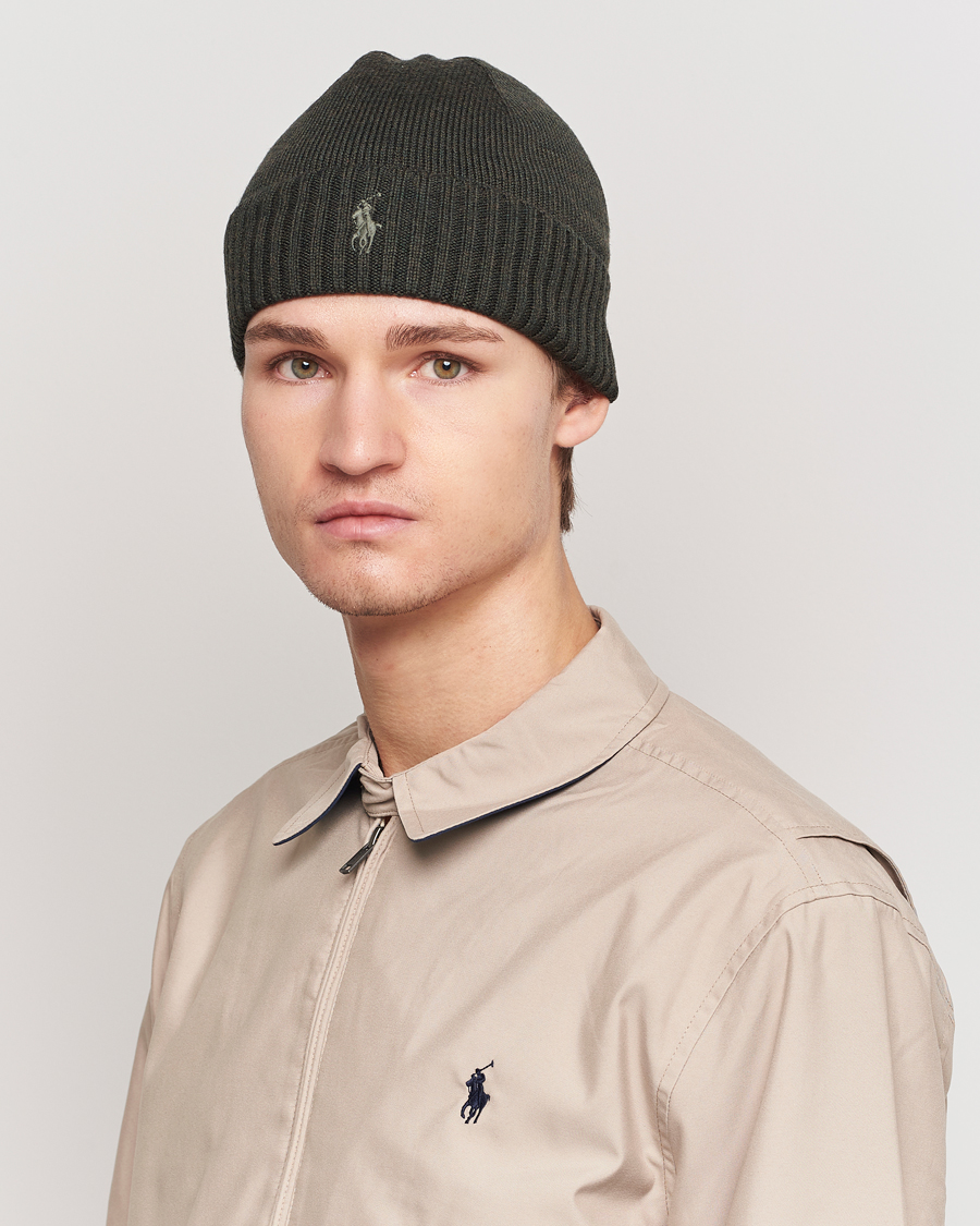 Uomini | Polo Ralph Lauren Merino Wool Beanie Olive Heather | Polo Ralph Lauren | Merino Wool Beanie Olive Heather