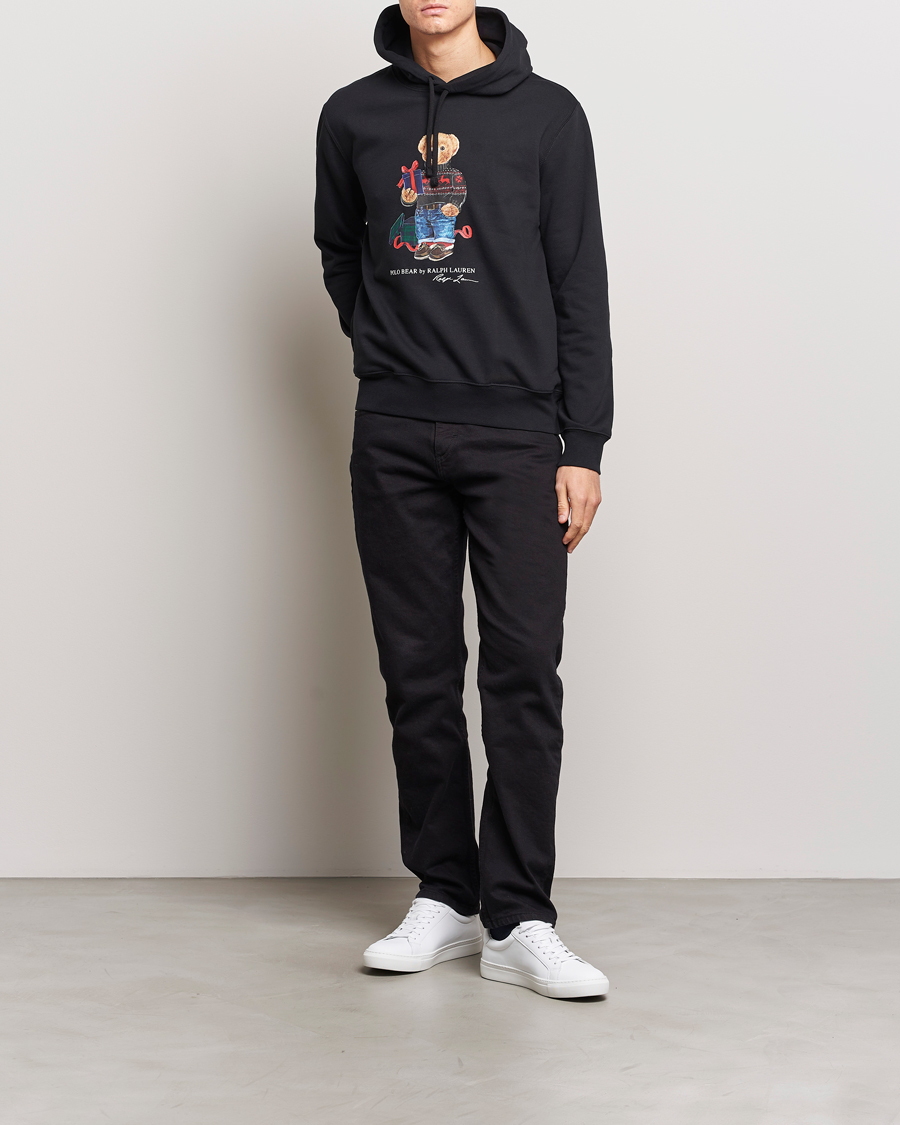 Uomini | Maglieria | Polo Ralph Lauren | Printed Denim Bear Hoodie Black
