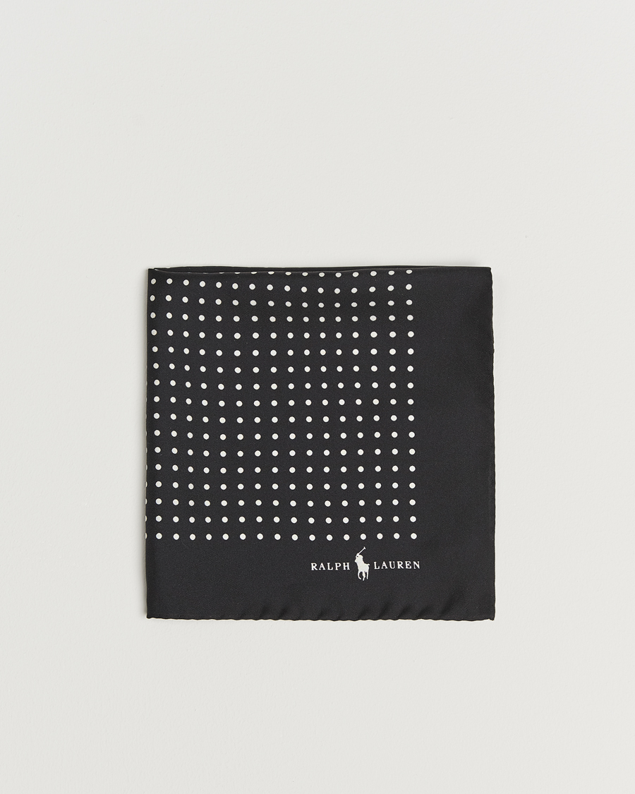 Uomini | Polo Ralph Lauren Silk Dot Pocket Square Black/White | Polo Ralph Lauren | Silk Dot Pocket Square Black/White