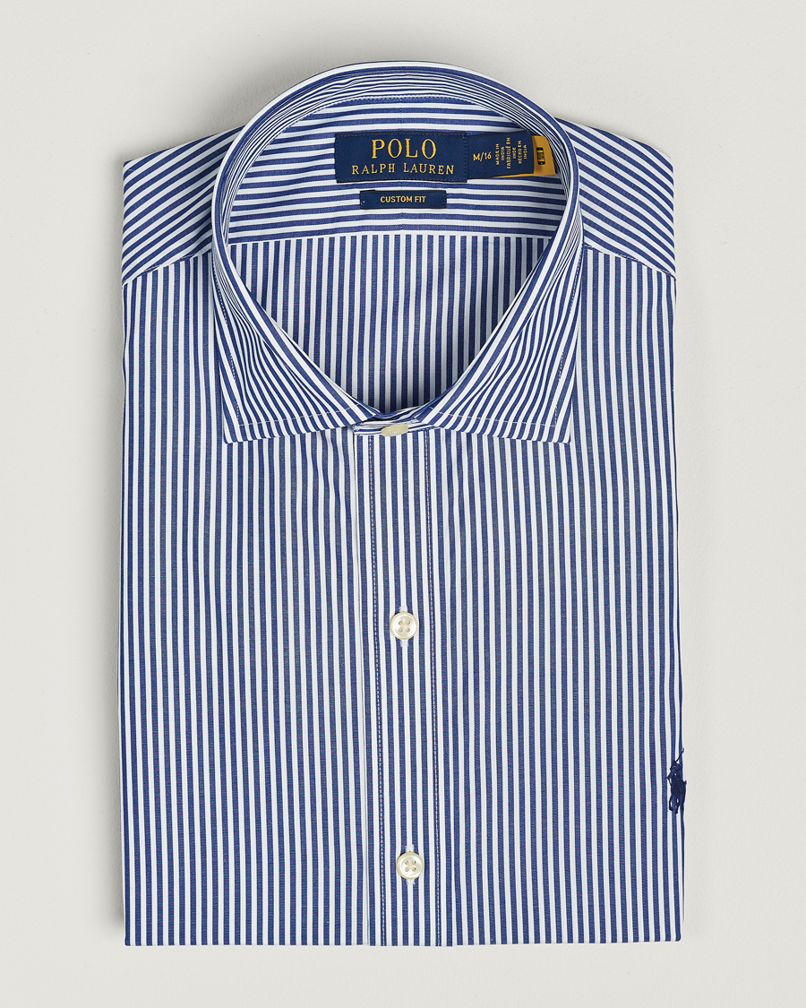 Uomini | Camicie | Polo Ralph Lauren | Poplin Striped Dress Shirt Royal/White