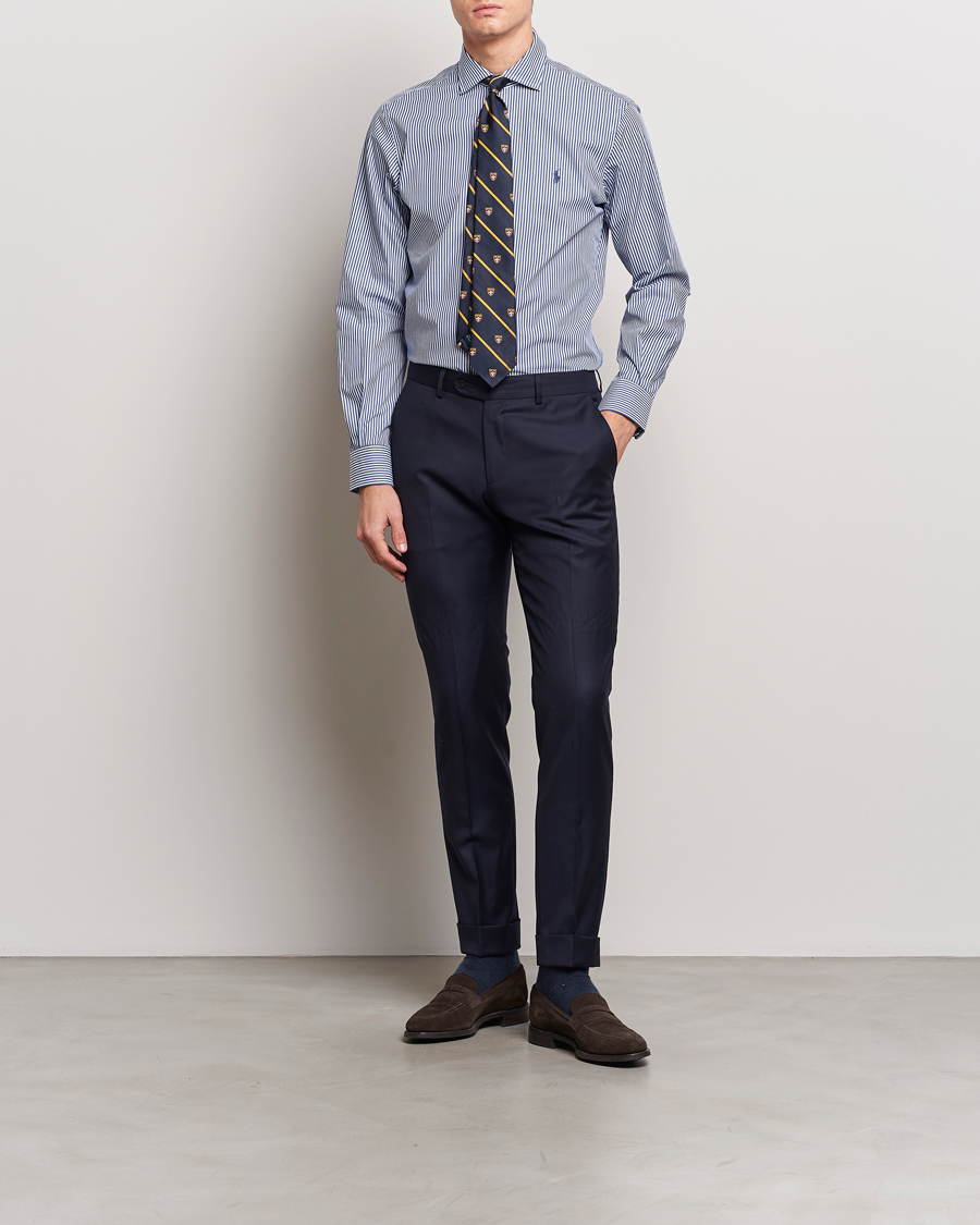 Uomini | Camicie | Polo Ralph Lauren | Poplin Striped Dress Shirt Royal/White