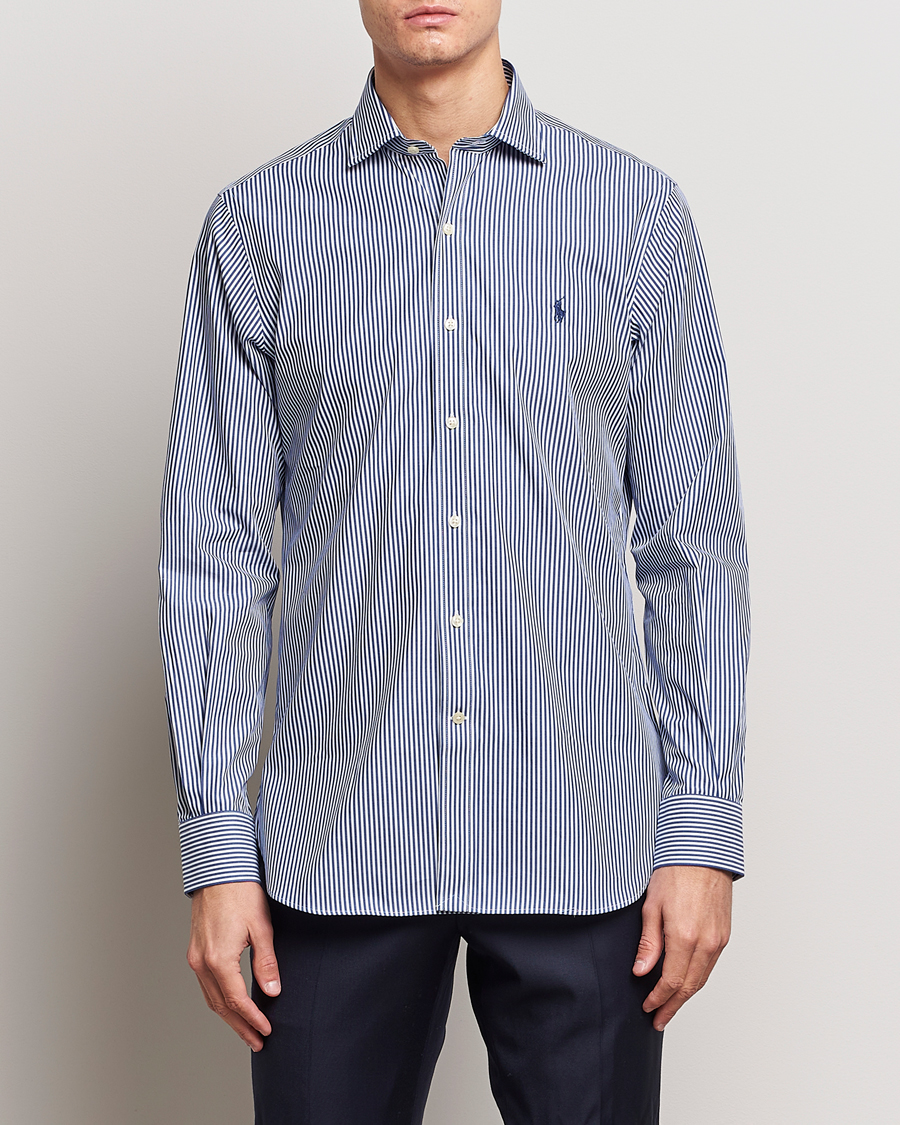 Uomini | Camicie | Polo Ralph Lauren | Poplin Striped Dress Shirt Royal/White