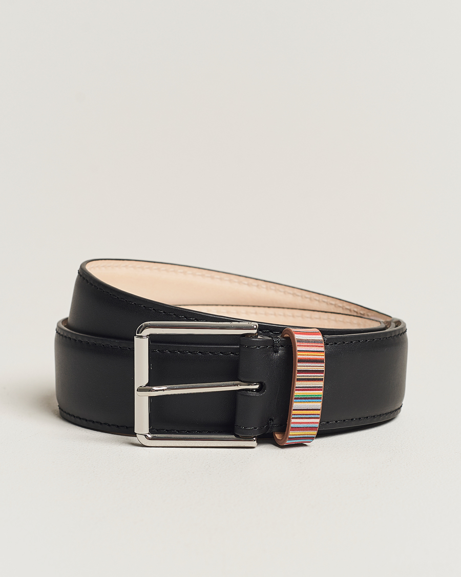 Uomini | Paul Smith Leather Stripe Belt Black | Paul Smith | Leather Stripe Belt Black