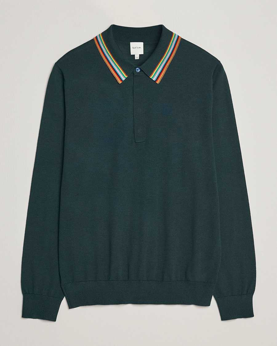 Uomini | Maglieria | Paul Smith | Wool/Silk Knitted Polo Dark Green