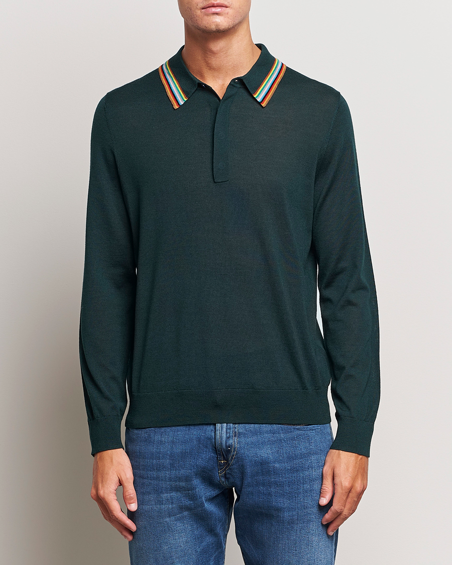 Uomini | Maglieria | Paul Smith | Wool/Silk Knitted Polo Dark Green
