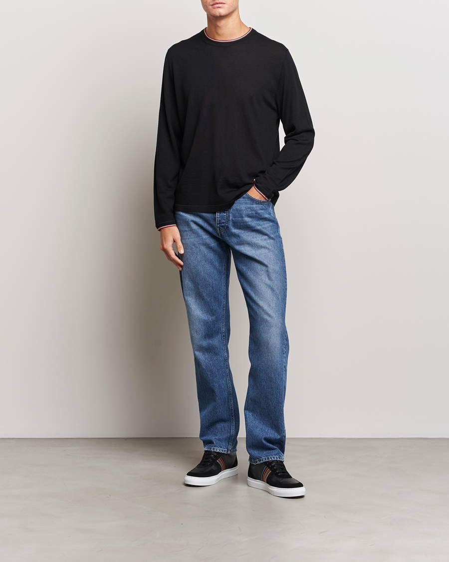 Uomini | Maglieria | Paul Smith | Merino Wool Knitted Crew Neck Sweater Black