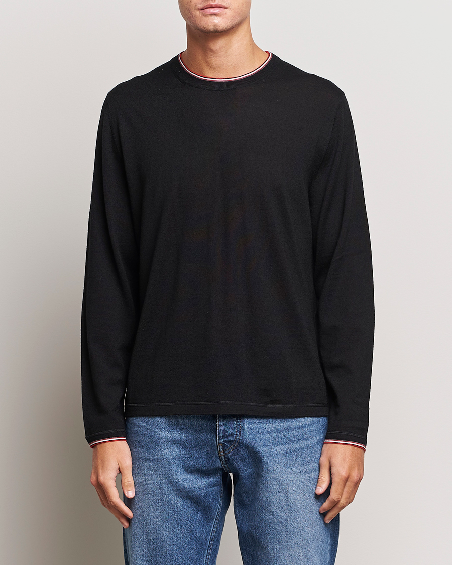 Uomini | Maglieria | Paul Smith | Merino Wool Knitted Crew Neck Sweater Black
