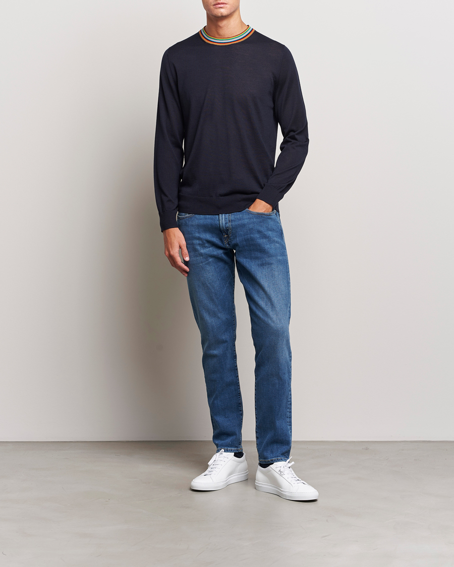 Uomini | Maglieria | Paul Smith | Wool/Silk Knitted Crew Neck Navy