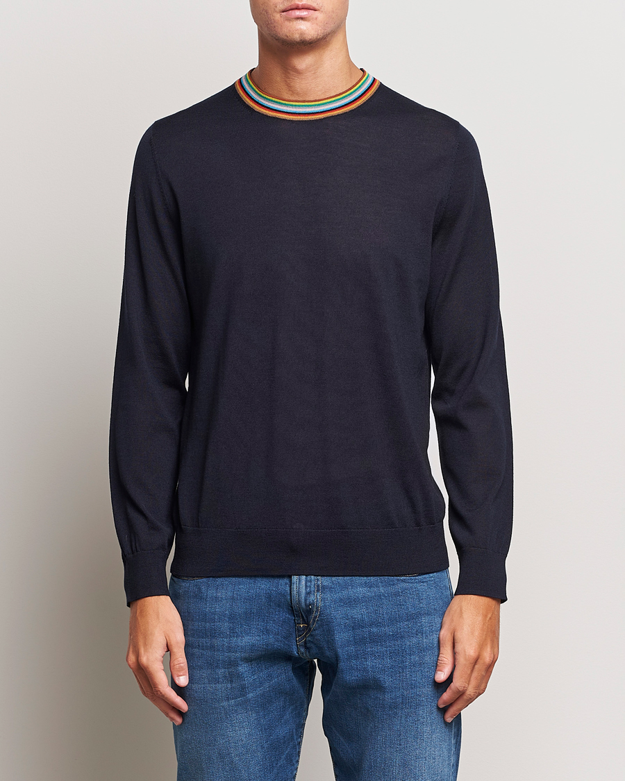 Uomini | Maglieria | Paul Smith | Wool/Silk Knitted Crew Neck Navy