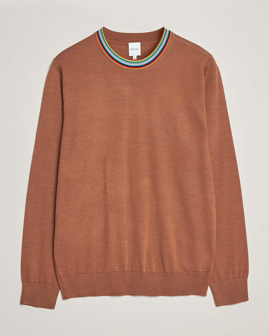 Uomini | Maglieria | Paul Smith | Wool/Silk Knitted Crew Neck Brown