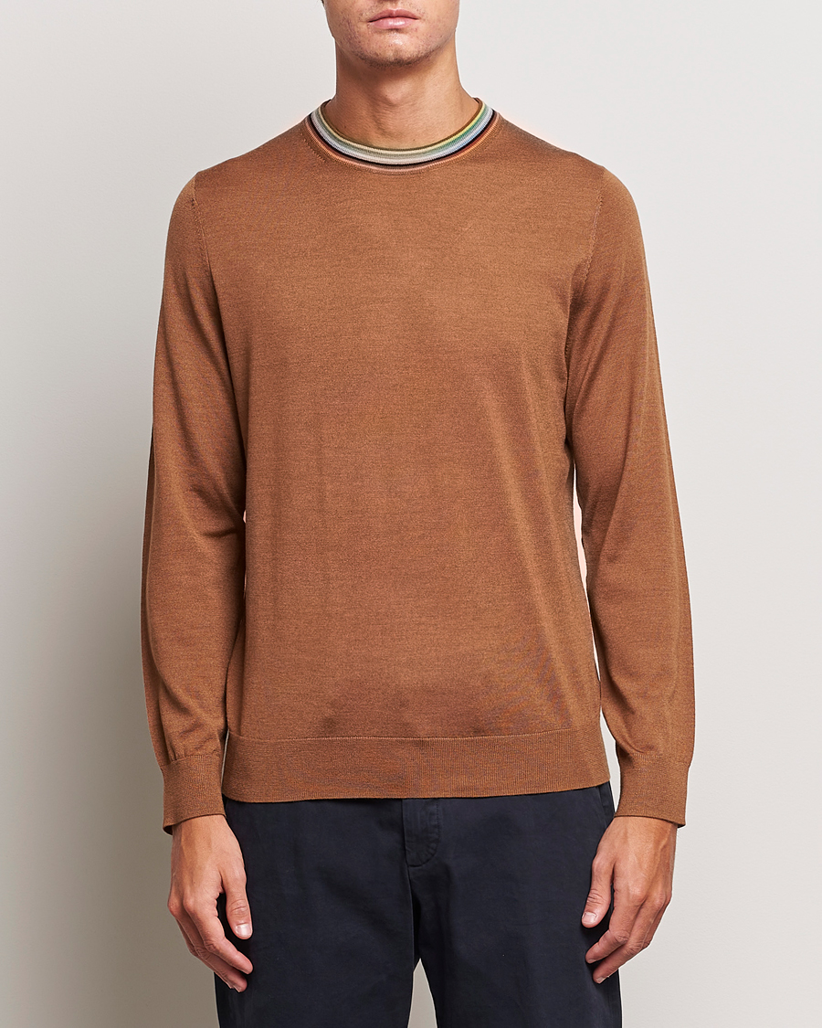 Uomini | Maglieria | Paul Smith | Wool/Silk Knitted Crew Neck Brown