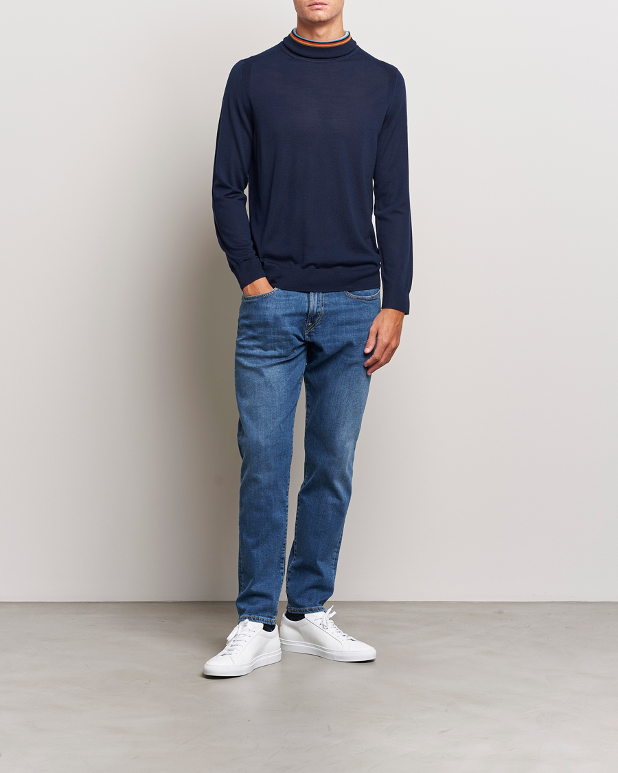Uomini | Maglieria | Paul Smith | Merino Wool Knitted Polo Navy