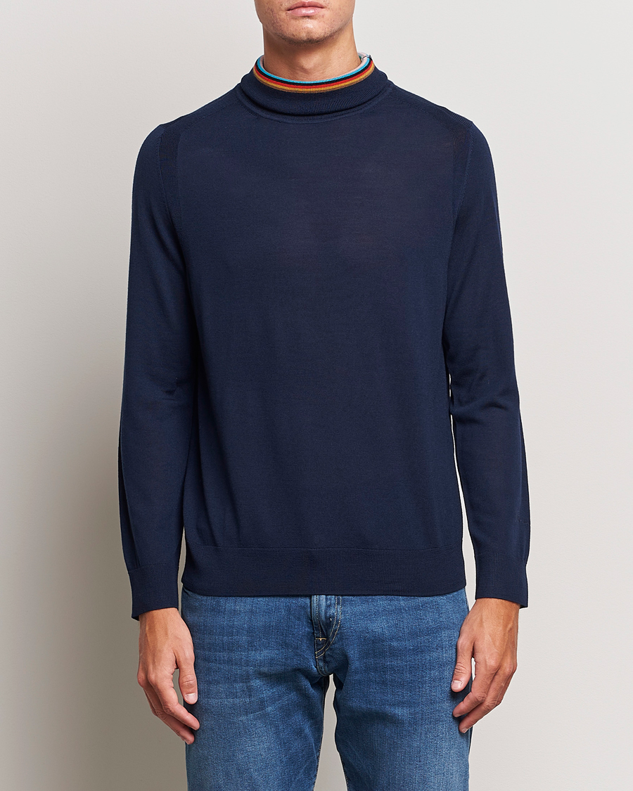 Uomini | Maglieria | Paul Smith | Merino Wool Knitted Polo Navy