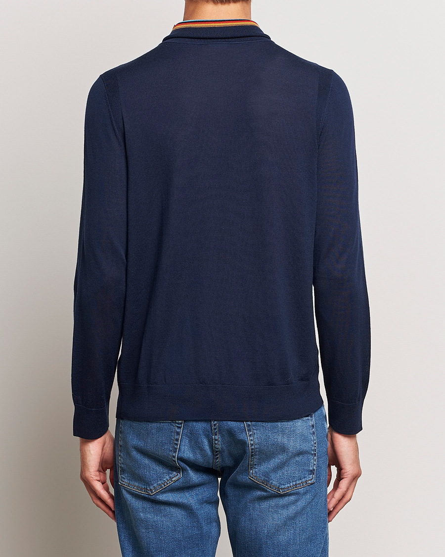 Uomini | Maglieria | Paul Smith | Merino Wool Knitted Polo Navy