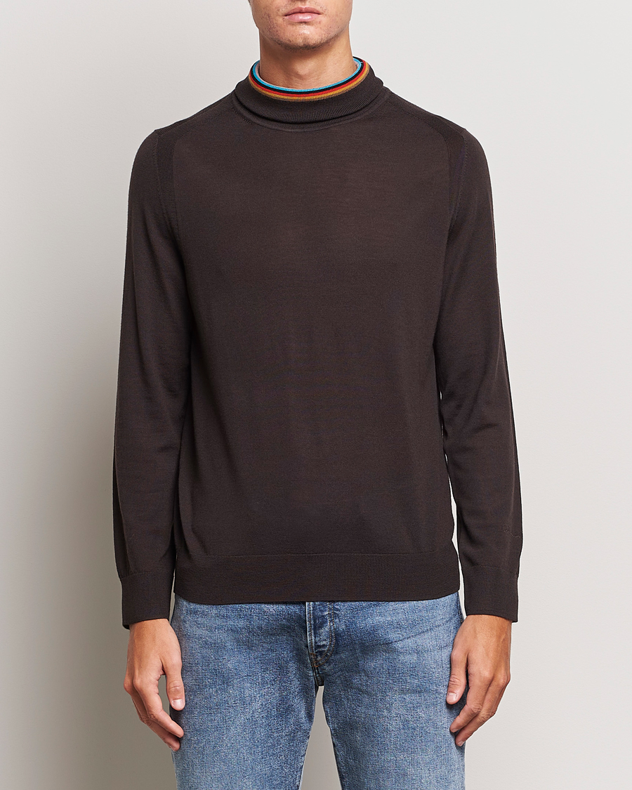 Uomini | Maglieria | Paul Smith | Merino Wool Knitted Polo Brown