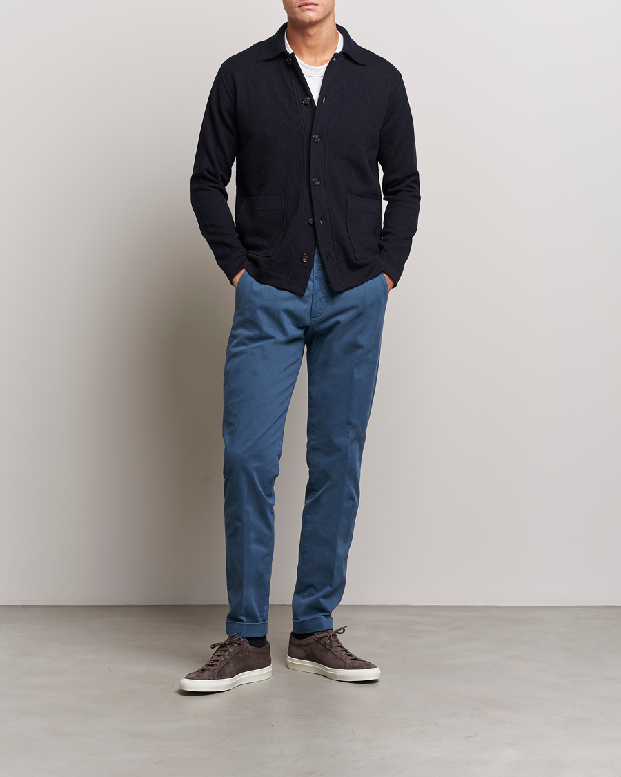 Uomini | Pantaloni | Briglia 1949 | Slim Fit Cotton Stretch Chino Steel Blue