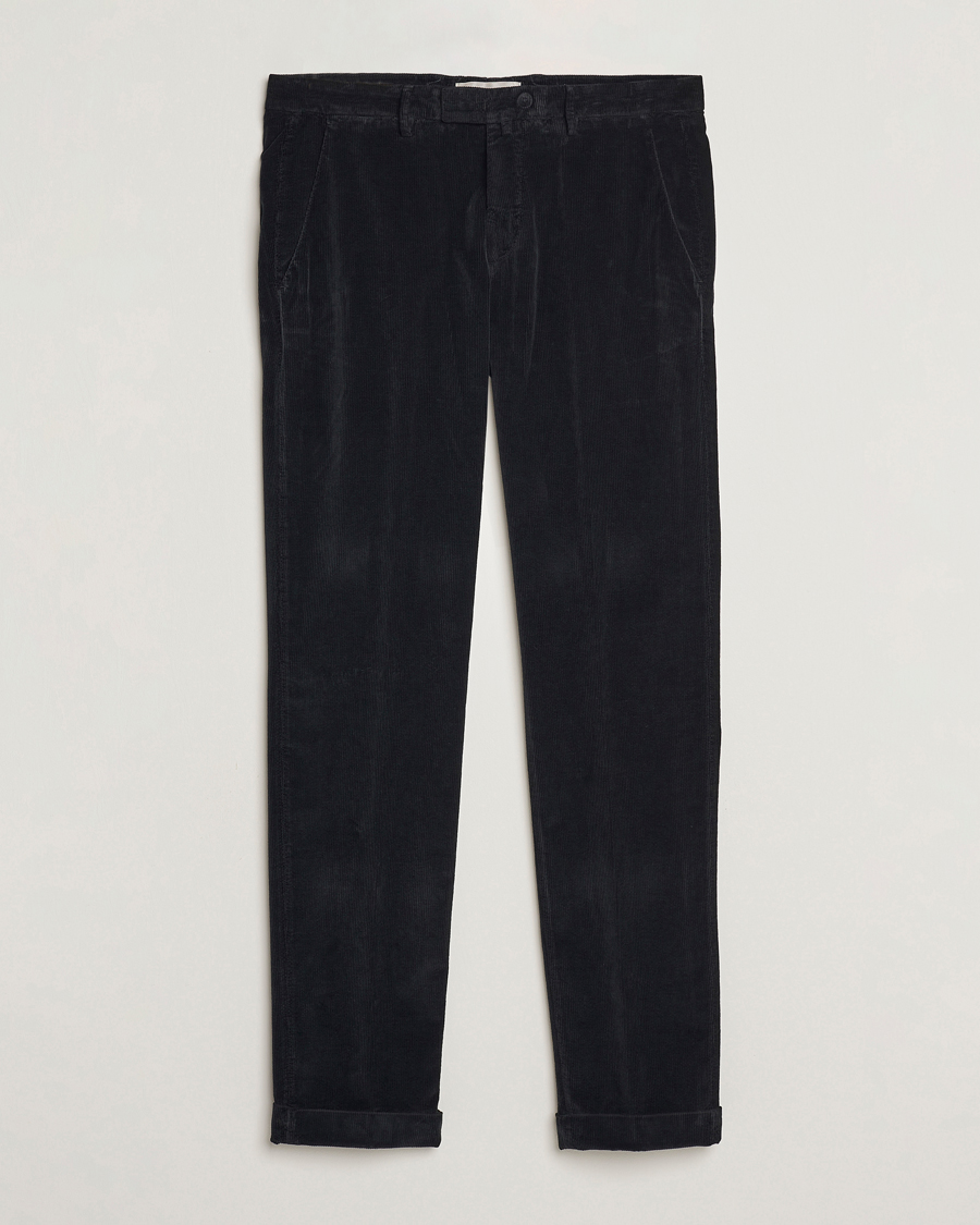 Uomini | Pantaloni | Briglia 1949 | Slim Fit Corduroy Trousers Black