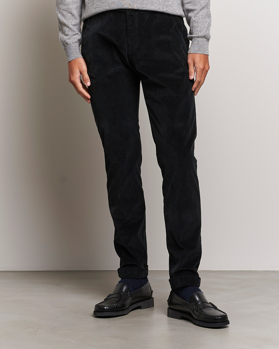 Uomini | Pantaloni | Briglia 1949 | Slim Fit Corduroy Trousers Black