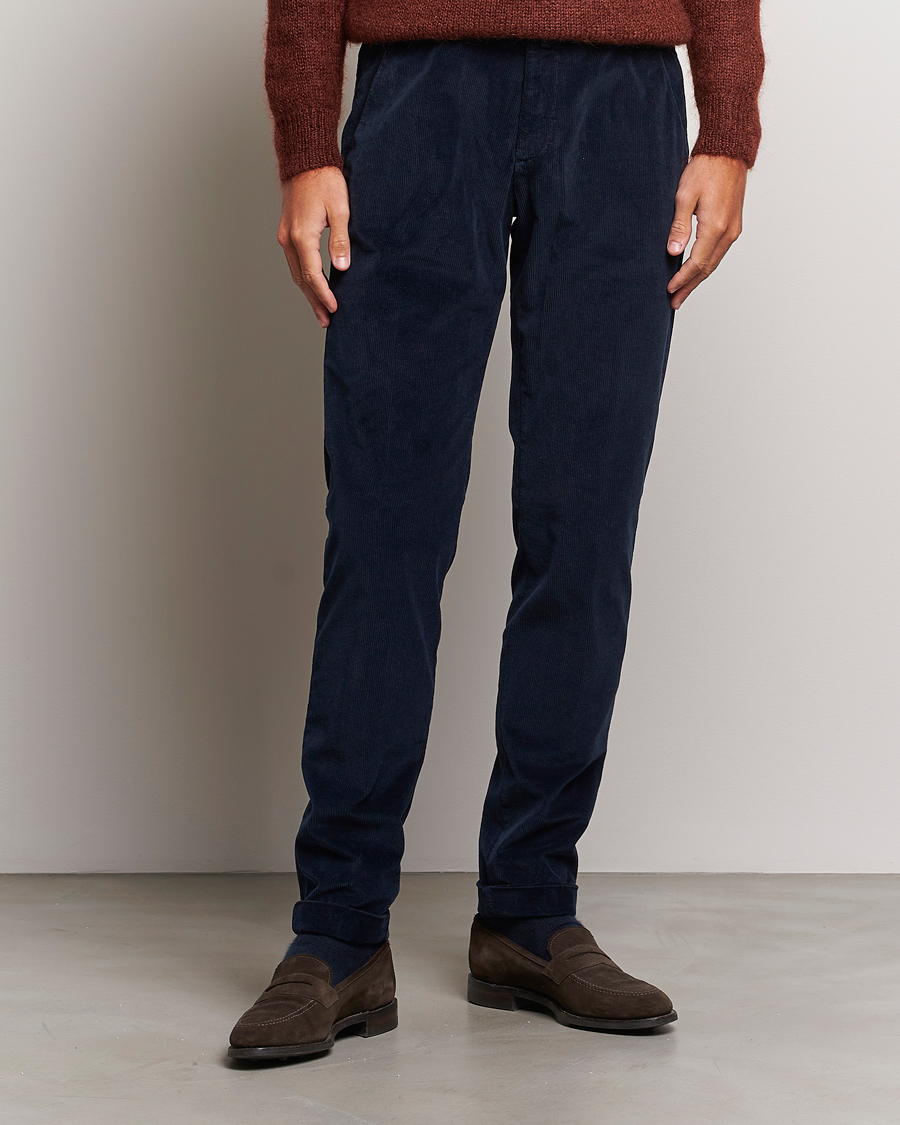Uomini | Pantaloni | Briglia 1949 | Slim Fit Corduroy Trousers Navy