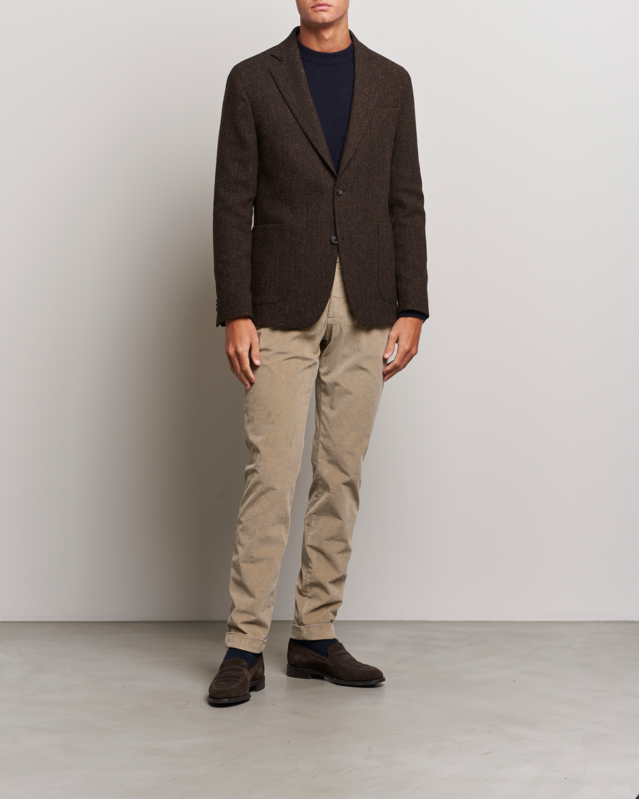 Uomini | Pantaloni | Briglia 1949 | Slim Fit Corduroy Trousers Beige
