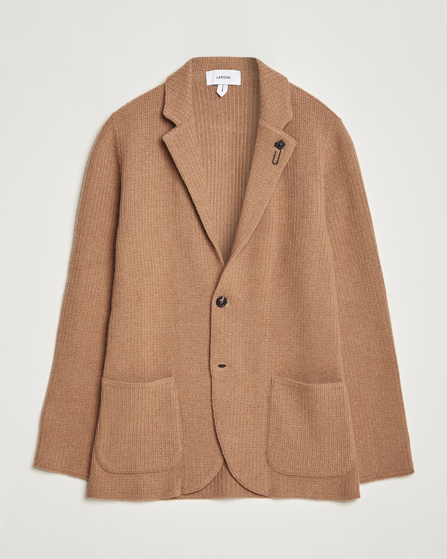 Uomini | Blazers | Lardini | Knitted Cashmere Blazer Beige