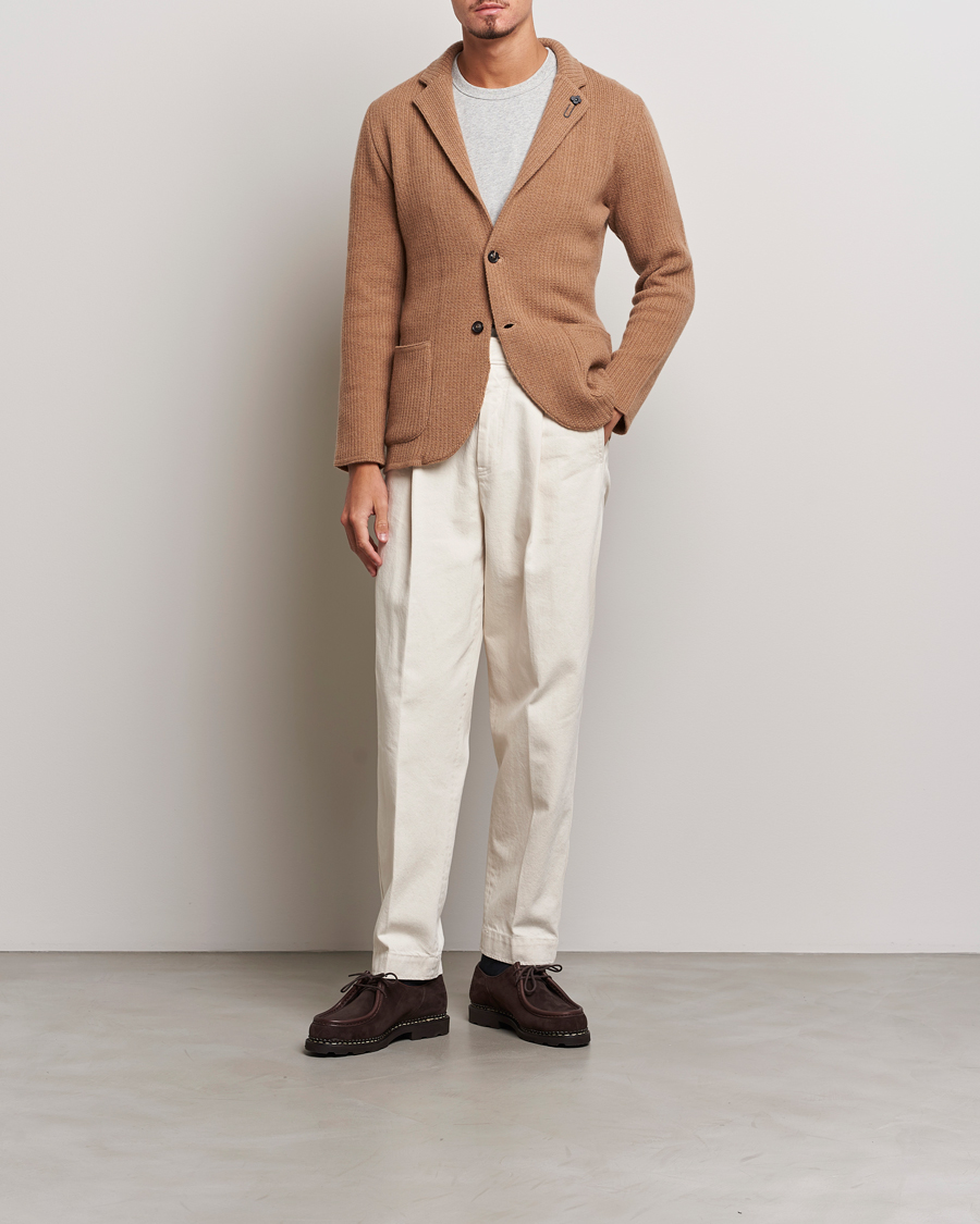 Uomini | Blazers | Lardini | Knitted Cashmere Blazer Beige