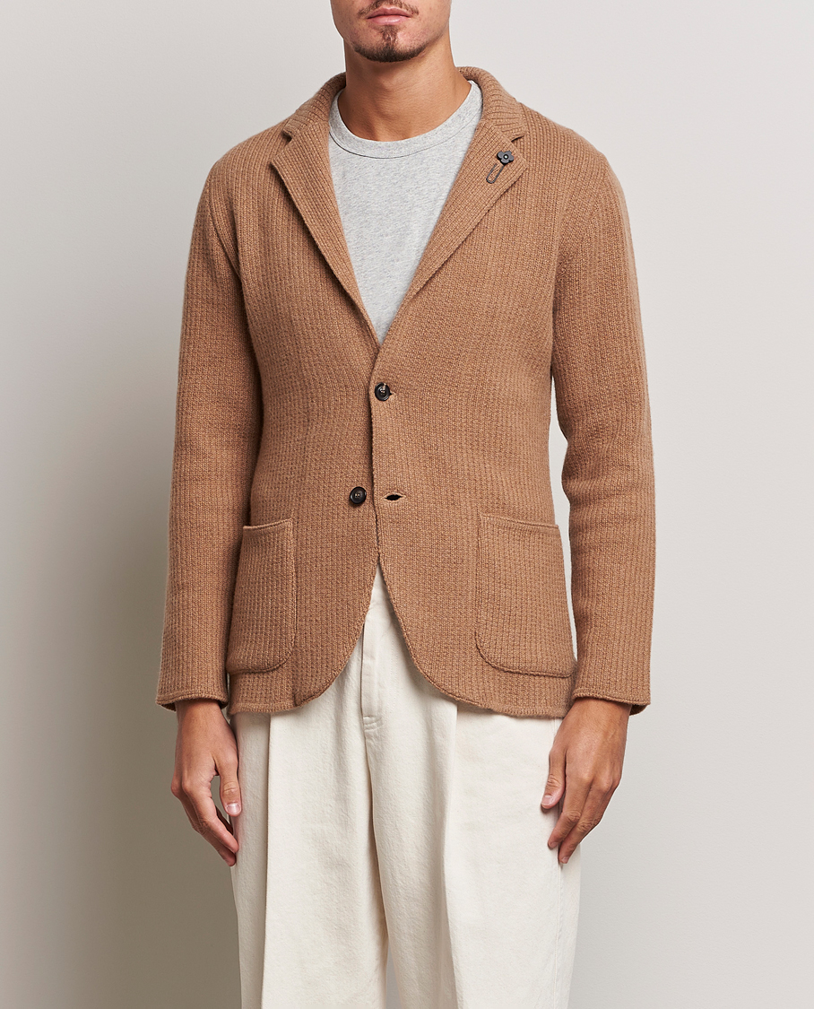 Uomini | Blazers | Lardini | Knitted Cashmere Blazer Beige