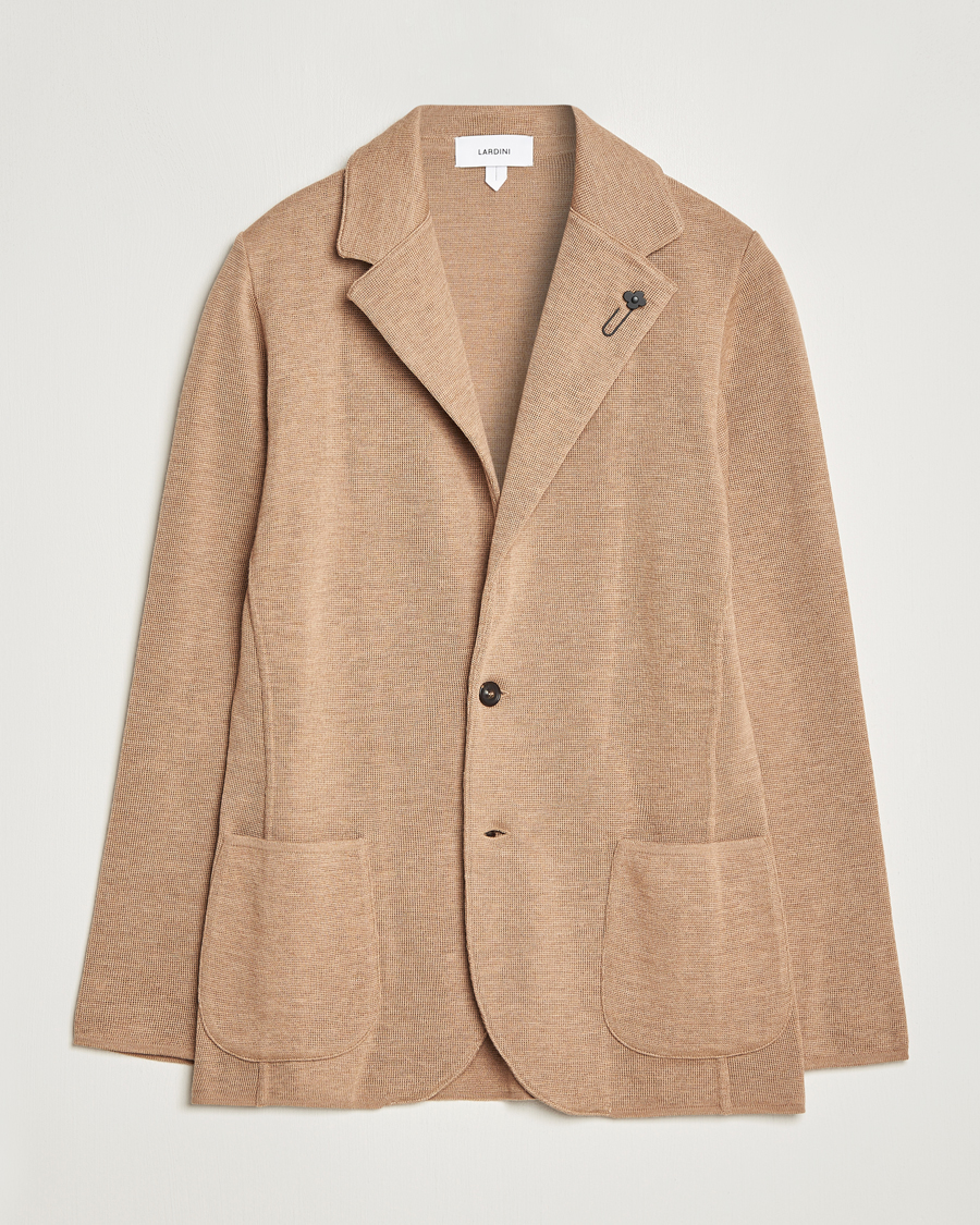 Uomini | Blazers | Lardini | Knitted Wool Blazer Beige