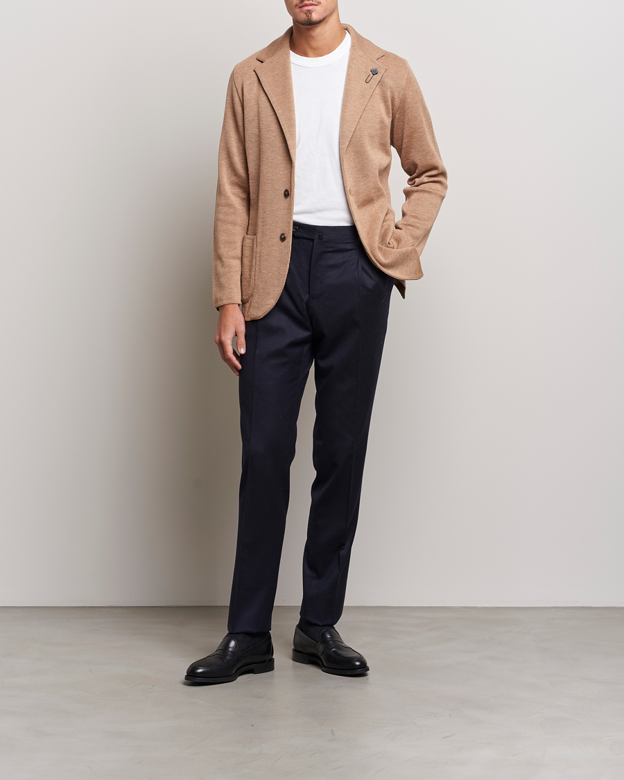 Uomini | Blazers | Lardini | Knitted Wool Blazer Beige