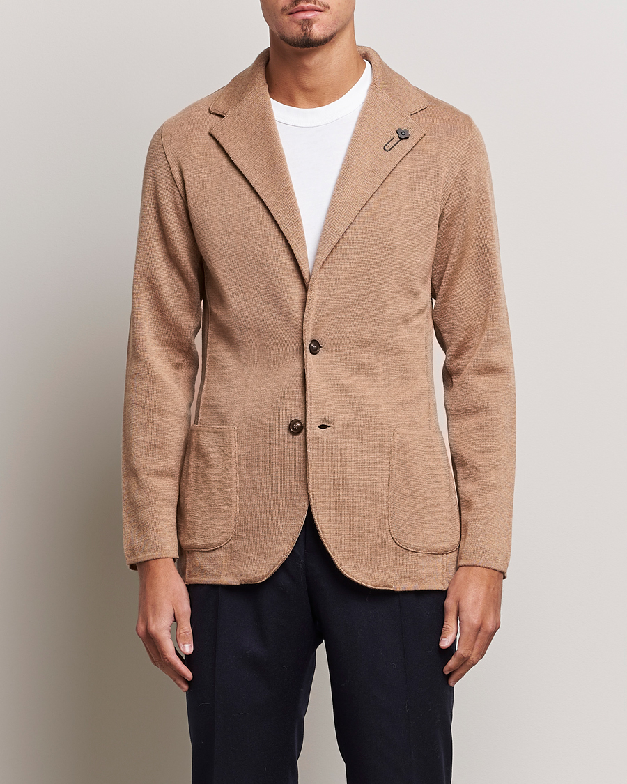 Uomini | Blazers | Lardini | Knitted Wool Blazer Beige