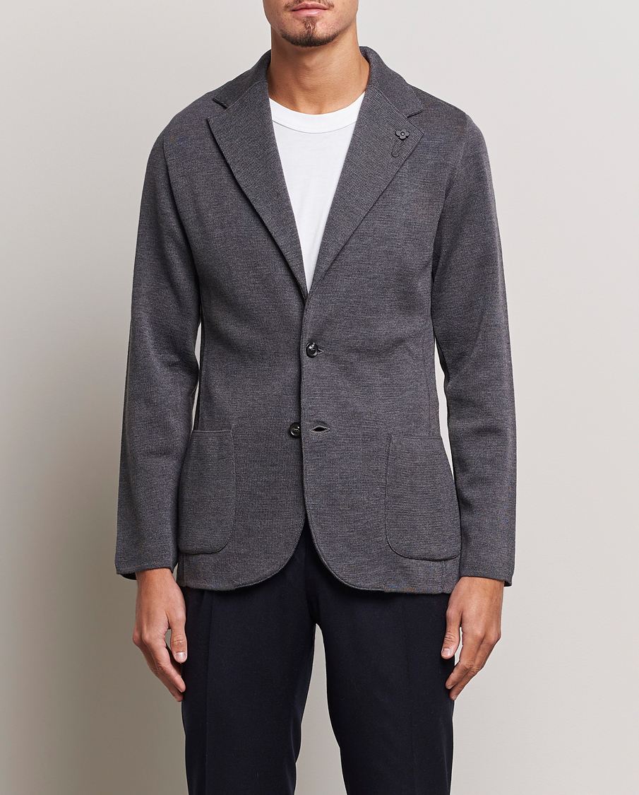 Uomini | Blazers | Lardini | Knitted Wool Blazer Grey