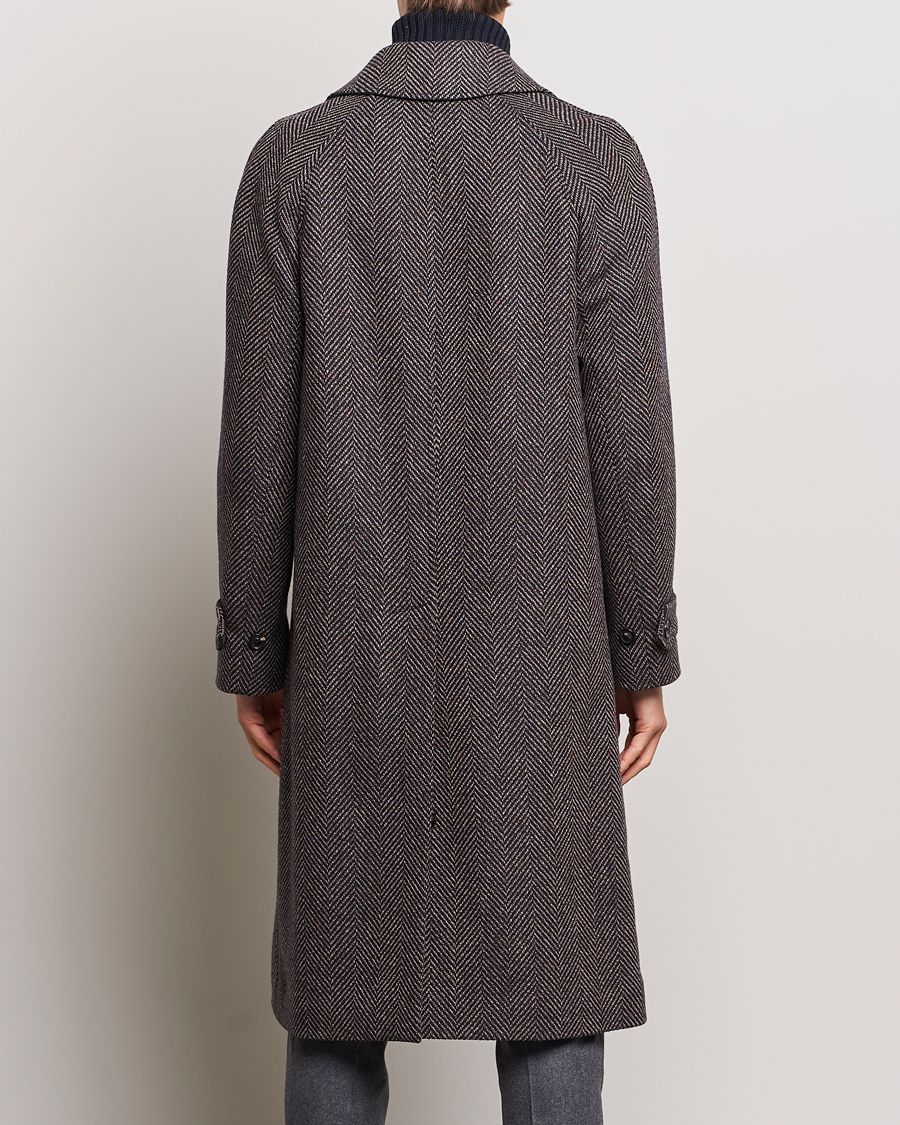Uomini | Giacche | Lardini | Wool/Cashmere Herringbone Raglan Coat Navy/Brown