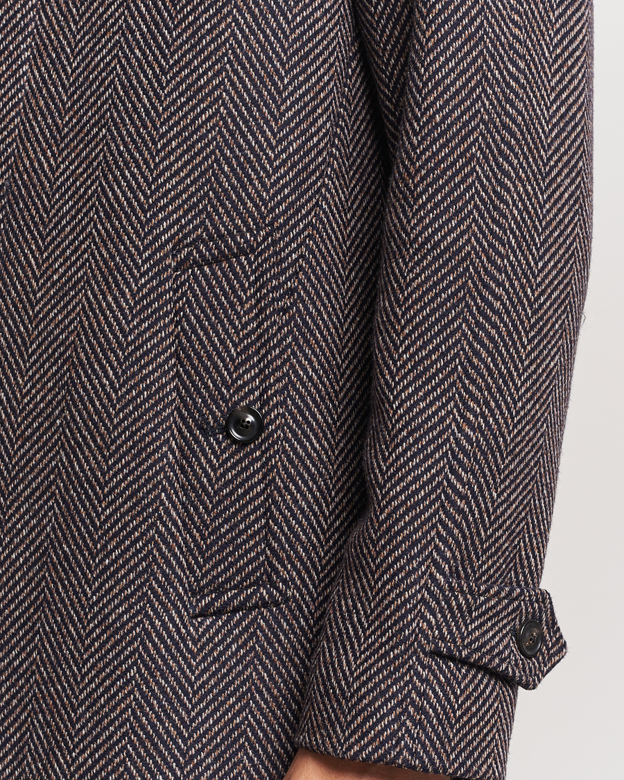 Uomini | Giacche | Lardini | Wool/Cashmere Herringbone Raglan Coat Navy/Brown